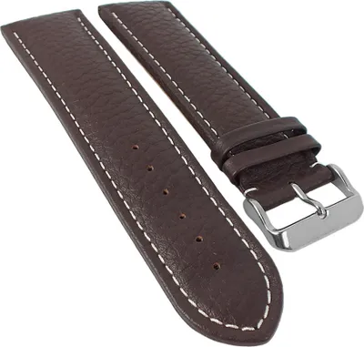 Produktbild von Big XXL Uhrenarmband Leder | Rindeder mit Kontrastnaht - braun 29930, Stegbreite:24mm