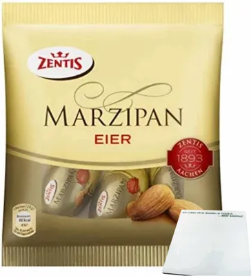 Produktbild von Zentis Marzipan Eier mit knackiger Schokolade (100g Packung) + usy Block