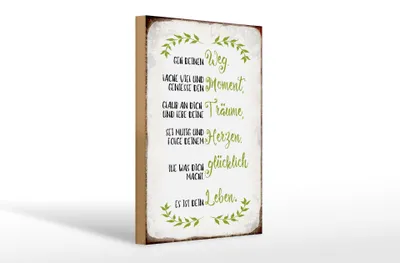 Produktbild von Holzschild geh deinen Weg lache viel, 30x20 cm, Holzschilder Spruch Glück Weisheit