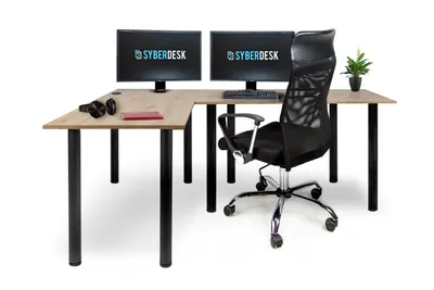 Immagine prodotto di Scrivania angolare SyberDesk Gaming Pro 197 x 132 cm - grande scrivania per computer, scrivania angolare, scrivania per ufficio e giochi (sinistra, rovere)
