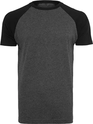 Produktbild von Build Your Brand BY007 | Raglan Contrast Herren T-Shirt - Farbe: Charcoal (Heather)/Black - Größe: 3XL