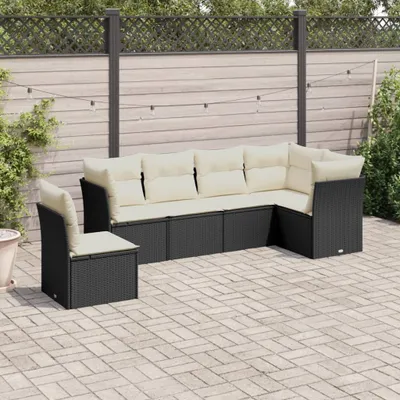 Produktbild von 6-tlg. Garten-Sofagarnitur mit Kissen Schwarz Poly Rattan, Sitzgruppe 3217696
