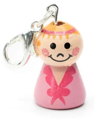 Produktbild von Baby Mädchen Glückspüppchen Charm Miniblings Anhänger Geburt Püppchen Holz rosa
