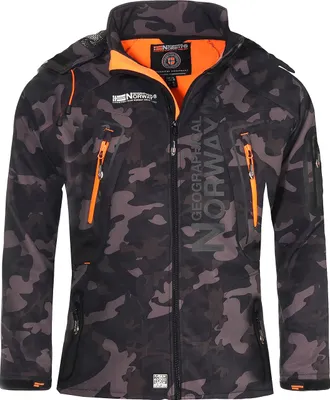 Produktbild von Geographical Norway Herren Softshelljacke Funktions-Outdoor-Jacke Model: G-Forrest, Farbe: Camouflage Khaki/Orange, Größe: L