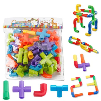Image de Coloré tuyaux blocs de construction jouets enfants bricolage montage pipeline bloc modèle de jouets enfants cadeau