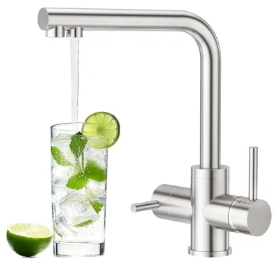3-Wege-Küchenarmatur Edelstahl, 360° schwenkbar, 3-in-1