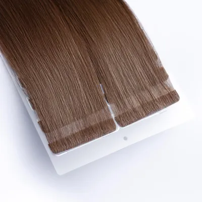 Image de Extensions adhésives invisibles en cheveux naturels 55 cm 25 g – Extension de cheveux n° 4 brun chocolat