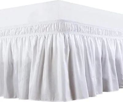 Produktbild von Bettrock 100x200 gebürstetes Polyester, mit DREI Stoffseiten, elastischer Staub-Rüschen, leicht anzubringen,(Color : White, Size : 100x200+40cm)