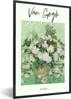 Produktbild von MuchoWow® Gerahmtes Poster Kunst - Van Gogh - Rosen 60x90 cm - Poster mit Schwarzem Bilderrahmen Wandposter Rahmen Foto Bilder - Kunst
