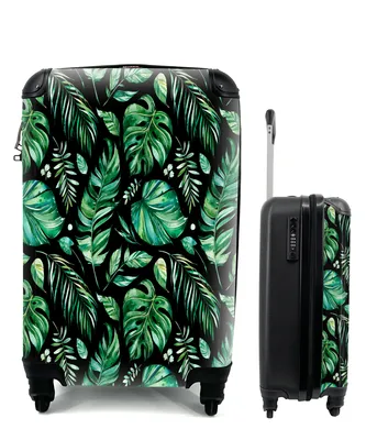 Produktbild von MuchoWow® Koffer Handgepäck Trolley Rollkoffer Kleine Reisekoffer mit 4 Rollen - Blätter - Vintage - Natur - Cabin Size < 55x40x23 cm & 55x40x20 cm - Fotokoffer - Kabinenkoffer - Boardgepäck - Reise-Box - Reisekoffer - Reisegepäck - Koffer mit Bild - Trolley für Kinder