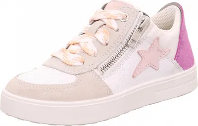 Produktbild von Superfit Stella 0008029010 Mädchen Sneaker, Schnürschuhe, Leder, Mehrfarbig - Kinderschuhe Teens Mädchen Gr. 25 - 42, Weiß, leder/textil (velour/effektleder)