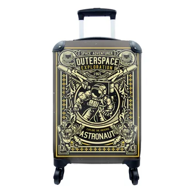 Produktbild von MuchoWow® Koffer Handgepäck Trolley Rollkoffer Kleine Reisekoffer mit 4 Rollen - Astronaut - Retro - Zitat - Cabin Size < 55x40x23 cm & 55x40x20 cm - Fotokoffer - Kabinenkoffer - Boardgepäck - Reise-Box - Reisekoffer - Reisegepäck - Koffer mit Bild - Trolley für Kinder