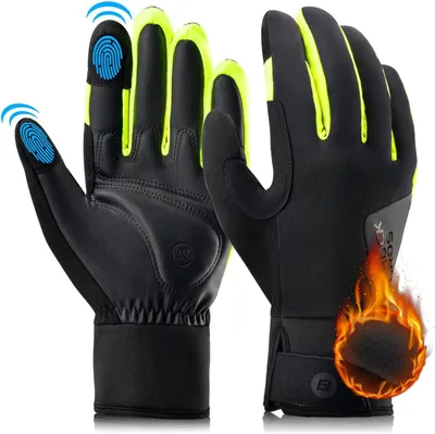 Produktbild von ROCKBROS Winterhandschuhe, Fahrrad Handschuhe Winter Touchscreen Thermohandschuh, Laufhandschuhe Winddichte rutschfest Skihandschuhe Herren Damen XL