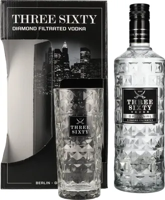 Obrázok produktu pre Three Sixty Vodka 37,5% obj. 0,7l v darčekovej škatuľke so sklom