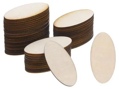 Ovale Holzformen 40x20mm, 60 Stück, unbehandelt, für Bastelprojekte