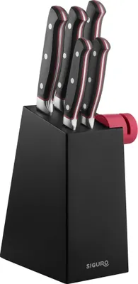 Productafbeelding van Siguro Sada mes set, 5 stuks + messenblok met aanzetstaal