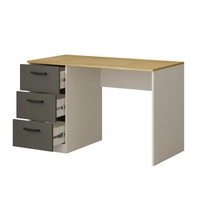 Produktbild von Gerader Schreibtisch mit Schubladen Billz 3S 120 Kaschmir/Eiche Cremona