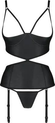 Produktbild von Passion-Exklusiv - PE Jannies corset & thong with open cups black S/M