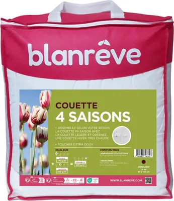 Image de Couette Blanreve 200 x 200 cm, 4 Saisons, 420 g/m², Blanc
