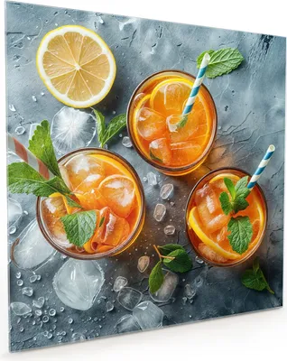 Produktbild von Küchenrückwand Spritzschutz Glas mit Motiv Sommerlicher Drink 40 x 40 cm