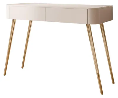 Productafbeelding van Konsole SAGE, 110 cm breed, bekleed met kasjmier, met 2 lades (push-to-open) en gouden metalen poten