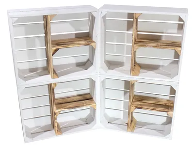 Produktbild von 4x neutrales, weißes KINDERREGAL mit geflammten Trennbrettern / 3 Fächer / NEU / 50x40x15 cm
