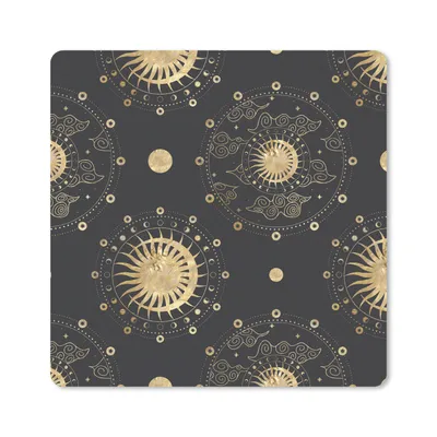 Produktbild von MuchoWow® Mauspad Mousepad Muster - Mond - Sonne - Gold 30x30 cm - Mousepads - Maus Mat - Pad - Mausunterlage - Gaming