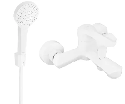 Zdjęcie produktu dla Mexen Sabre R05 bateria wannowa z zestawem prysznicowym, biała - 7213R05-20