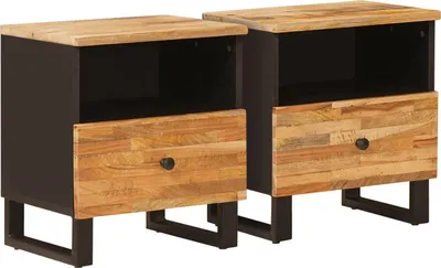 Image de Armoire de lit avec tiroir 2 pcs Marron 40 x 33 x 46 cm