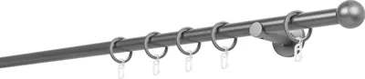 Produktbild von Gardinenstange auf Maß 20mm Ball 1-lauf Wandträger 6,5cm Farbe: Anthrazit, Größe: 150cm