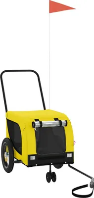 Produktbild von vidaXL Fahrradanhänger Hunde Gelb und Schwarz Oxford-Gewebe & Eisen