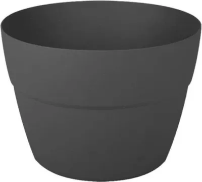 Productafbeelding van Zwarte plastic bloempot, diameter 30 cm, inhoud 8 liter, geschikt voor balkonplanten