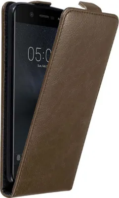 Produktbild von Cadorabo Hülle für Nokia 5 2017 Schutz Hülle in Braun Flip Etui Handyhülle Case Cover