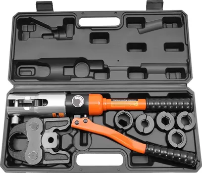 Immagine prodotto di Utensile di pressatura per tubi in rame - Pinza di pressatura idraulica - 10 t / 100 kN - Corsa 20 mm - Ganasce a V V12–V28 - Impugnatura ergonomica - Nero