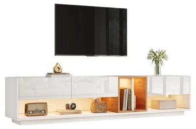 Immagine prodotto di Mobile TV/basso mobile, LED, controllo tramite app, finitura lucida, pannello di particelle di legno, soggiorno