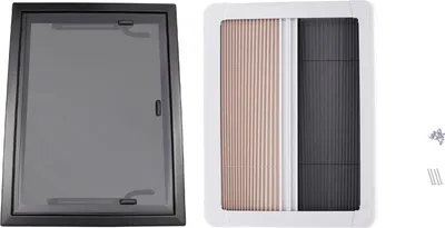 Produktbild von Wohnmobil/Wohnwagen - Ausstellfenster - Größe 65×50 cm - Ausschnitt 60×45 cm - Gehärtetes Glas 4 mm - Wandstärke 30–80 mm - Aluminiumlegierung - Schwarz/Weiß