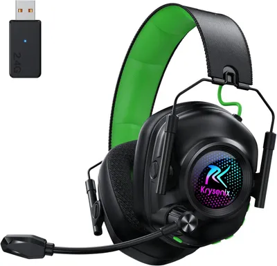 Produktbild von Wireless Gaming Headset für PS4, PS5, PC, Mac, Switch, 2.4GHz mit Mikrofon, Faltbares Noise Cancelling Kabelloses mit LED-Lichtern, 40H Akkulaufzeit