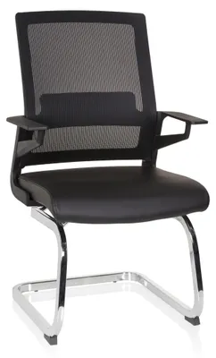 Obrázok produktu pre hjh OFFICE konzolová stolička s podrúčkami INVENTOR V PRO stolička z umelej kože a sieťoviny pre domácu kanceláriu, stolička pre návštevníkov, otočná stolička, nosnosť do 150 kg