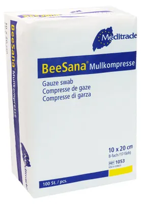 Produktbild von Meditrade BeeSana Mullkompresse unsteril, 8-fach, 10 x 20 cm