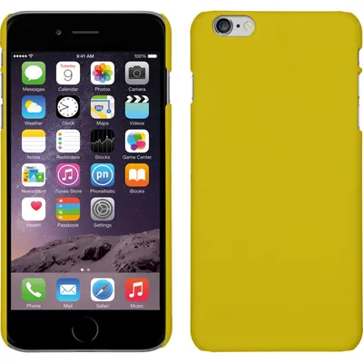 Produktbild von PhoneNatic Case kompatibel mit Apple iPhone 6 Plus / 6s Plus - Hülle gelb gummiert Hard-case + 2 Schutzfolien