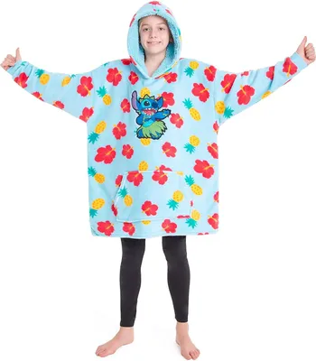 Zdjęcie produktu dla Dziecięca Kocobluza Oversize z Kapturem Wzór Stitch Wygodna Niebieska