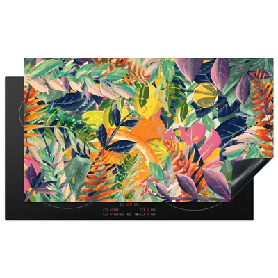 Produktbild von KitchenYeah© Herdabdeckplatte Blumen - Dschungel - Tropisch , 91x52cm, Küche Deko, Glaskeramikkochfeld Herdabdeckung, Abdeckplatte fùr Kochfeld