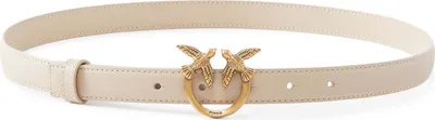 Produktbild von PINKO Leder Gürtel Love Berry H2 Belt W80 Beige - Smoke Grey - Antique Gold