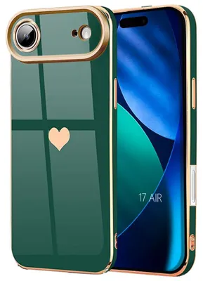Image de Coque pour iPhone Air, Protection Silicone Motif Coeur Antichoc Souple Anti-Rayures Vert Nuit