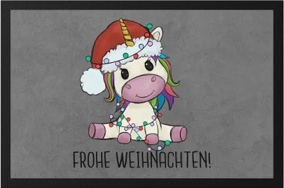 Produktbild von Frohe Weihnachten Fußmatte Geschenkidee Einhorn-Fans Unicorn Süßes Motiv für Weihnachten für Kinder