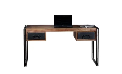 Produktbild von SIT Möbel Schreibtisch aus Akazie | 2 Schubladen | Gestell Altmetall | B 150 x T 80 x H 76 cm | natur / antikschwarz | 09207-01 | Serie PANAMA