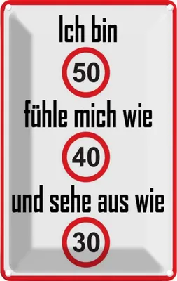 Produktbild von vianmo Blechschild 18x12 cm bin 50 sehe aus wie 30 Dekoration Spruch Zitat