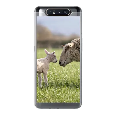 Produktbild von MuchoWow® Handyhülle Schutzhülle Hülle für Samsung Galaxy A80 Schafe - Gras - Lamm Silikon Softcase Handy Hülle - Schutzdeckel