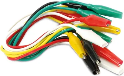 Zdjęcie produktu dla Przewody pomiarowe z zaciskami krokodylkowymi, 0,5 mm², 300 mm, 10 sztuk, 27 mm