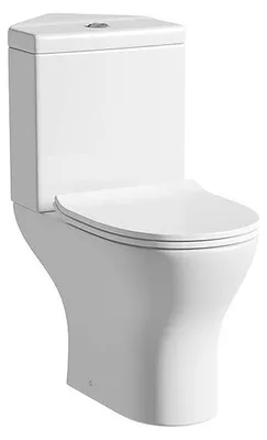 Produktbild von sanicomfort Stand-WC Set Paros Corner weiß, spülrandlose Eck-Toilette mit Softclose WC-Sitz & Spülkasten, Tiefspüler bodenstehend mit waagerechtem Abgang